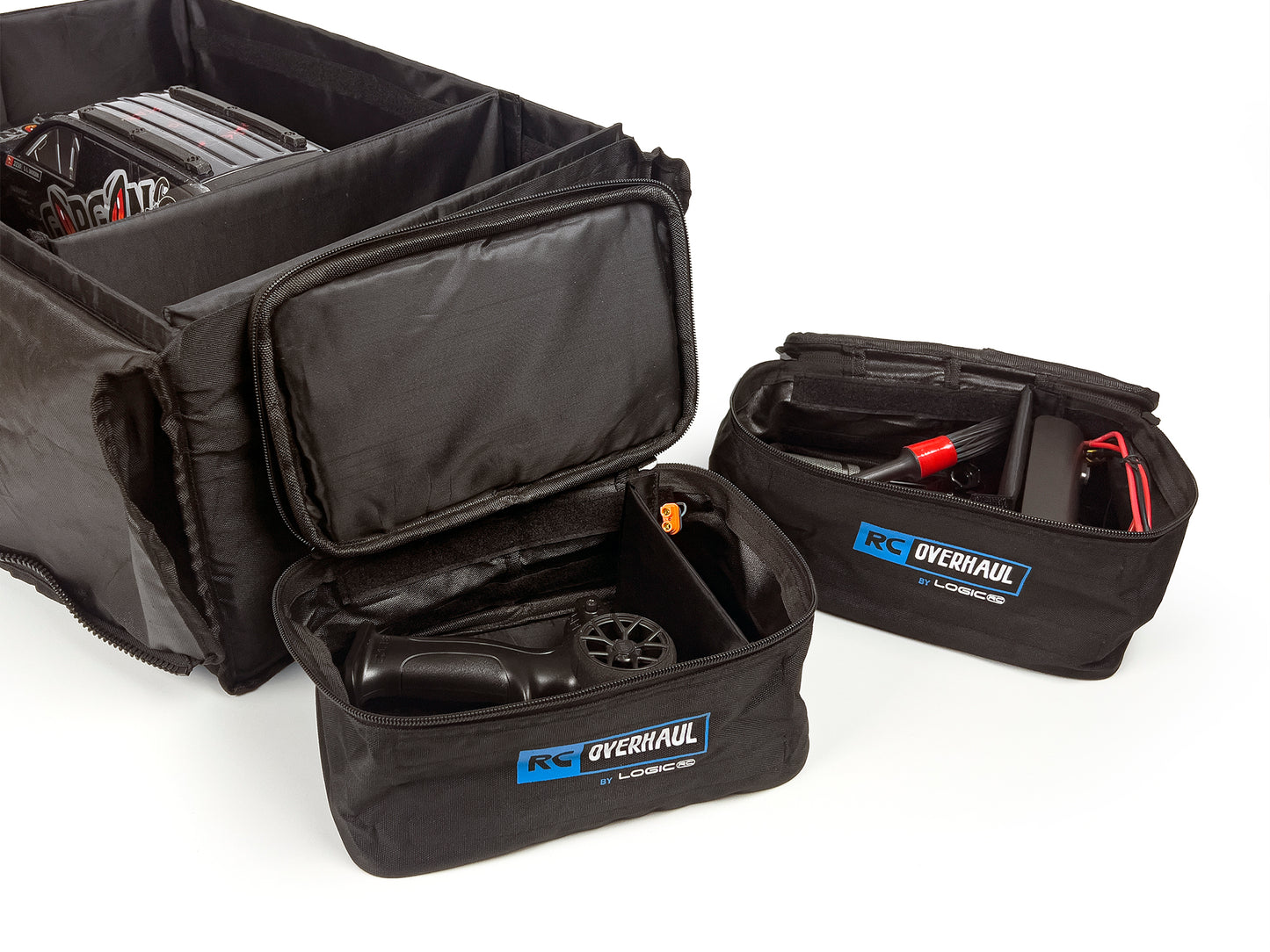 RC OVERHAUL - CHARGER / TOOLS / RADIO CARRY BAG w/Compartments (25 x 15 x 10cm) (Fits into Hauler Bag)