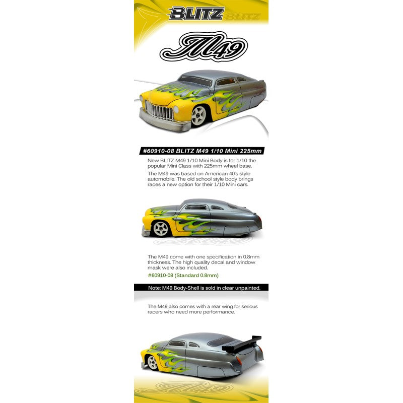 BLITZ - Racing Body - M49 1/10 Mini 225mm - 60910-08
