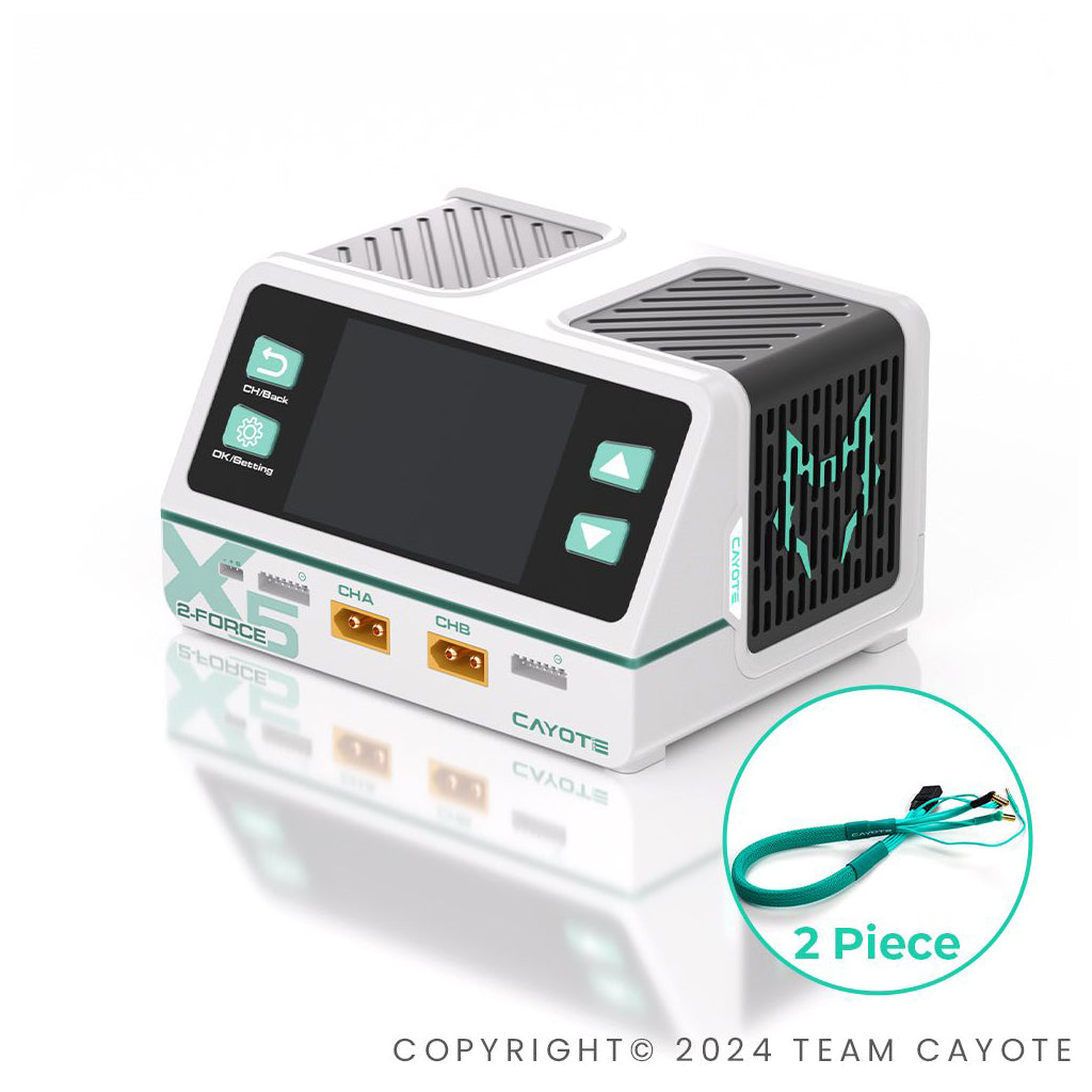 CAYOTE - 2-Force X5 Dual Pro Lipo Charger with 2 XT90 Leads (AC/DC) - CYEG1024