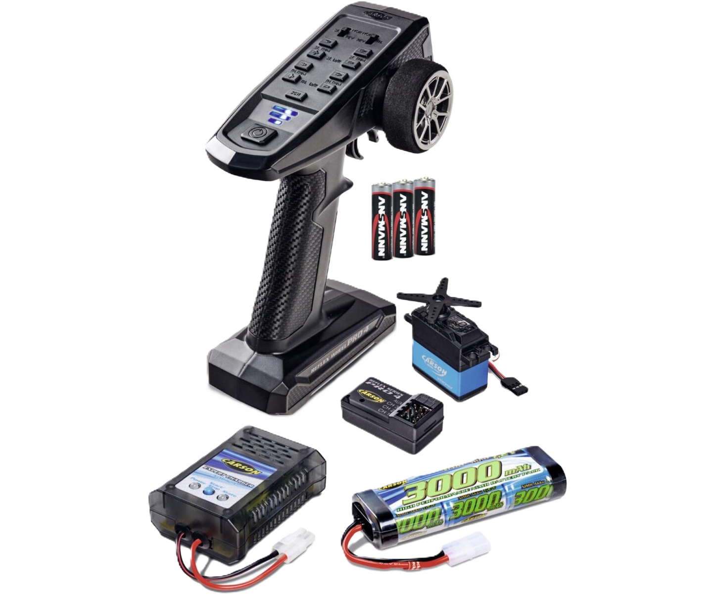 Carson - Reflex Wheel Pro 4 RTR Electric Set Combo (Fast Charger, 3000mah Nimh Battery, Servo, Handset, Receiver & AA Batteries) C500112