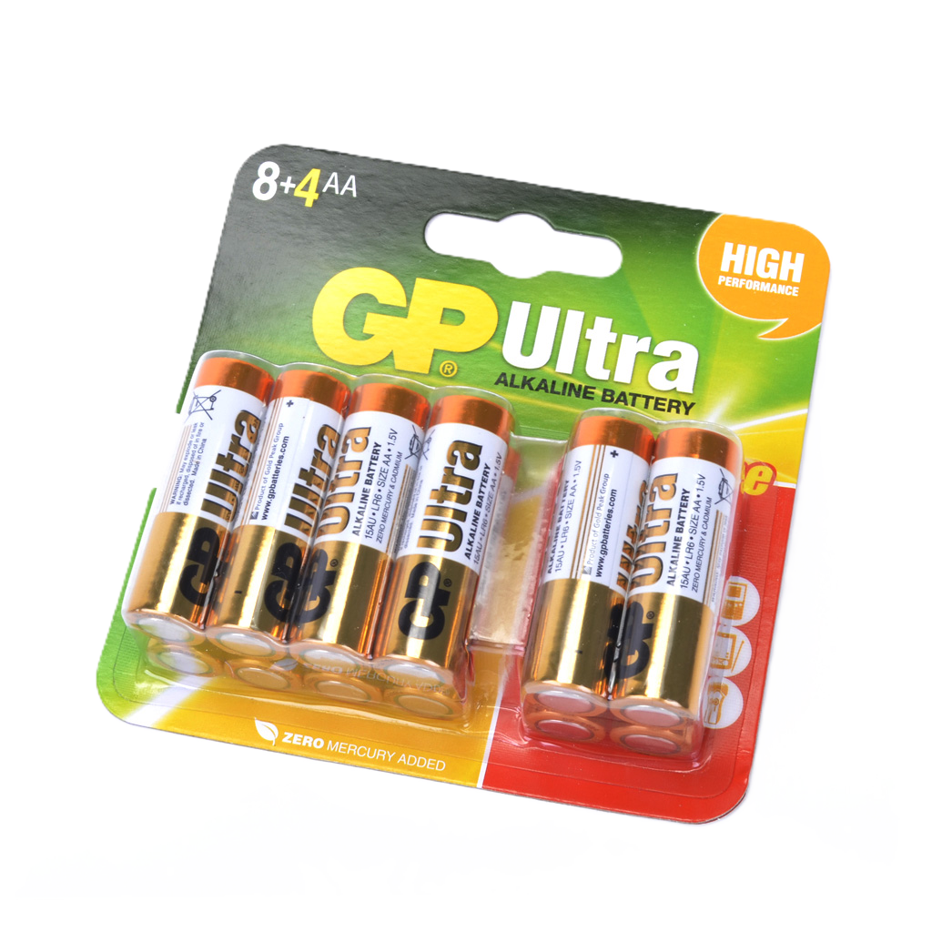GP - Alkaline AA Pencell Card 8 + 4 Item No. G719 (12pcs) High Performance Battery (Batteries) - G719