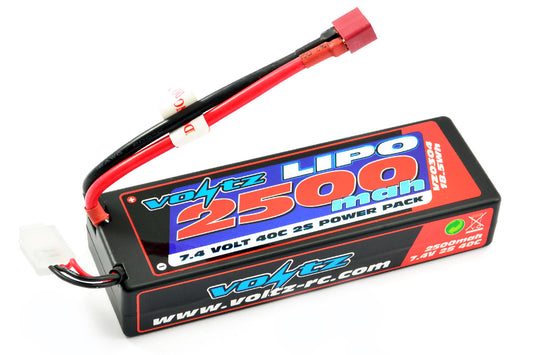 VOLTZ - RC CAR LIPO BATTERY 2500MAH 2S 7.4V 40C HARDCASE STICK PACK W/DEANS VZ0304
