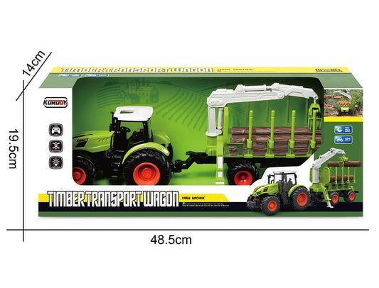 KORODY - RC 1:24 TRACTOR WITH LOG GRABBER WITH TRAILER W/LED LIGHTS - K-6648
