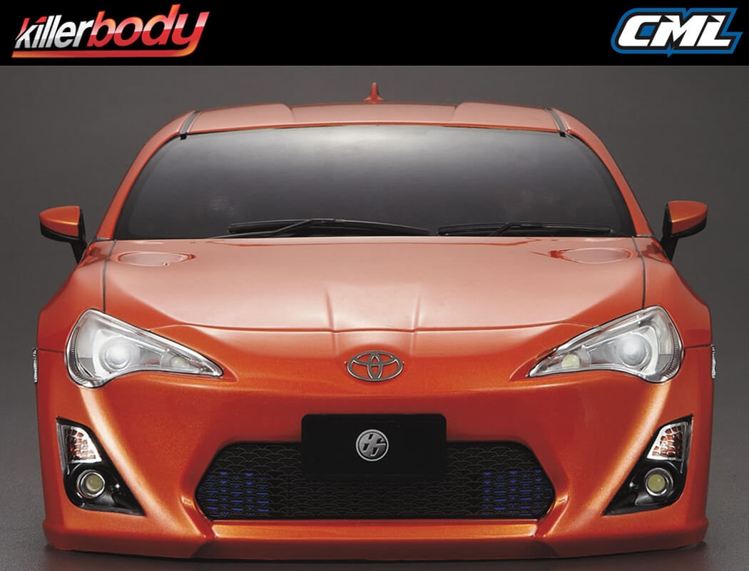 KILLERBODY - 1/10 TOYOTA 86 CAR BODY- 190MM PRE-PAINTED W/LIGHT BUCKETS - MET ORANGE - KB48567