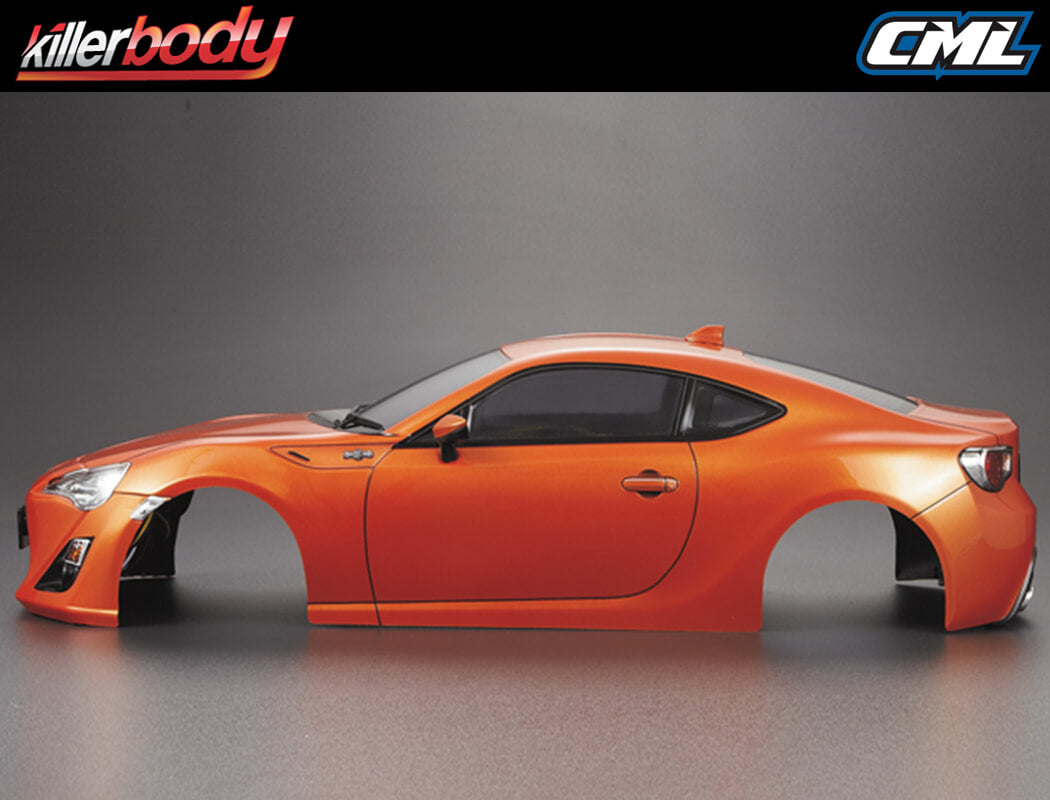 KILLERBODY - 1/10 TOYOTA 86 CAR BODY- 190MM PRE-PAINTED W/LIGHT BUCKETS - MET ORANGE - KB48567