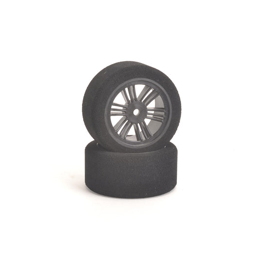 Contact - 1/10 RC Electric Touring Car (Shore 37sh JAP Soft) (30mm Wide Rears) CARBON BLACK Foam Wheels & Tyres / Tires - (2pcs) J13774 (JAP=offering excellent wear characteristics on Tarmac)