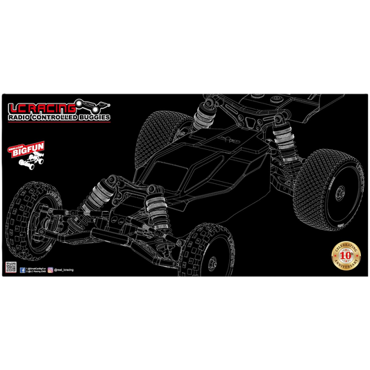 LC Racing - 10 Year Anniversary – Limited Edition - BHC-1 black pit mat (100cm x 50cm) - LCA005