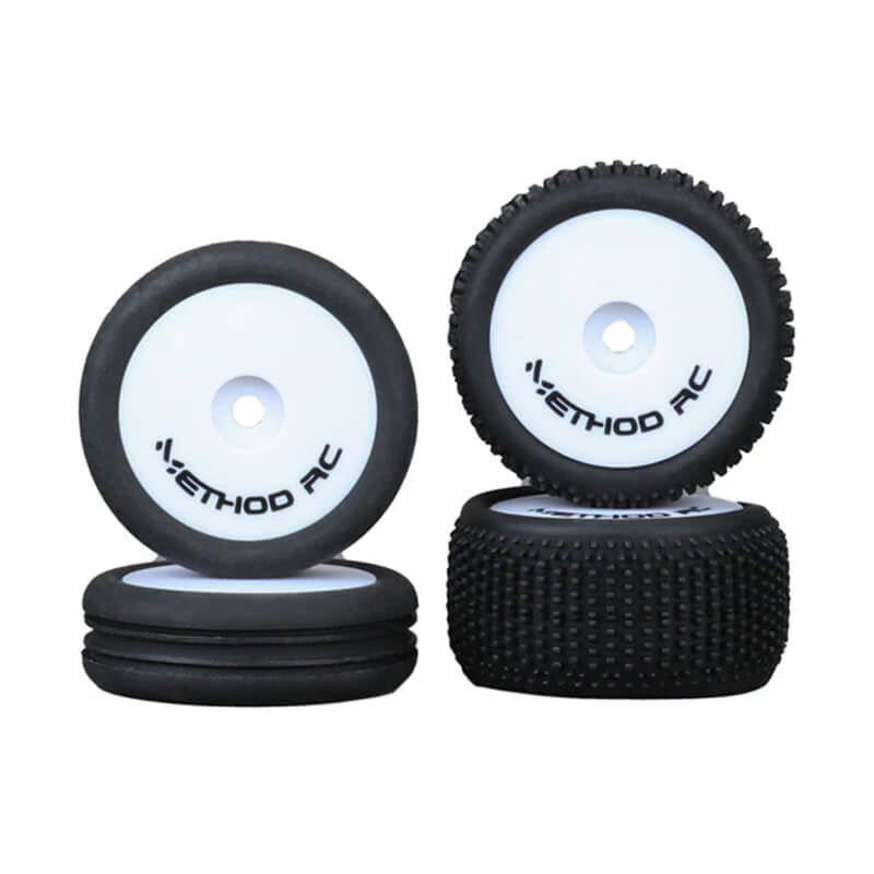 METHOD - NITRAGRIP 1/24 BUGGY TYRES F/R ON 7MM HEX WHITE (4) Method RC Logo Part Number: MTD0606W