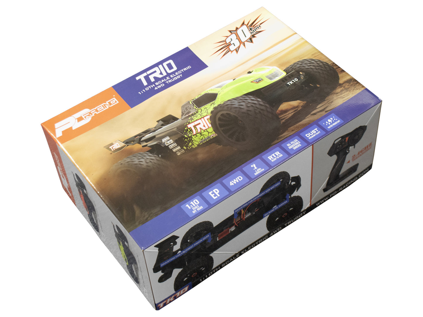PD RACING - TR10 1/10 Radio Control BRUSHED Truggy BASHER 100% RTR - w/Radio, Battery & Charger - PD861T (Up to 2S Lipo Capable)