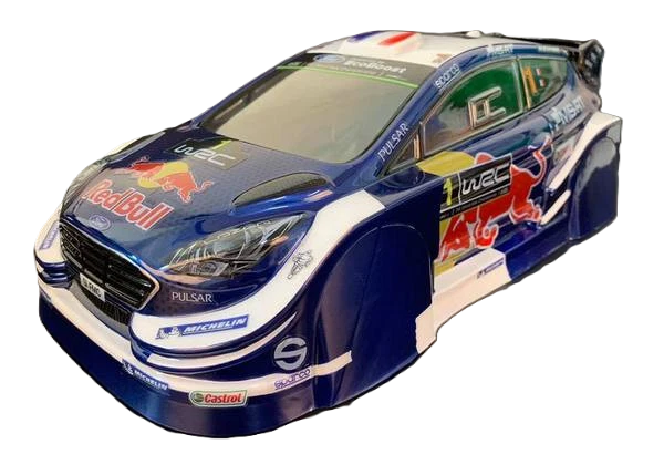 Slidelogy - (210mm) Ford Fiesta WRC Body Set in Clear Lexan - For 1/10 M-Chassis MTC (W-165mm x Wheelbase-210mm) RAGE (no sponsor stickers - lights, windows and grills only)