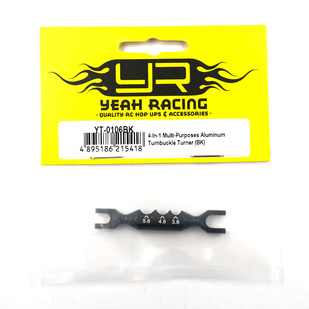 Yeah Racing - 4-In-1 Multi-Purposes Aluminum Turnbuckle Turner (BLACK) - YT-0106BK