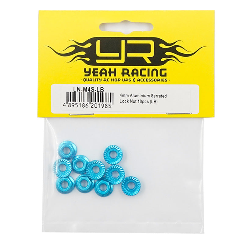 Yeah Racing - M4 1/10 WHEEL NUTS - Light Blue SERRATED ALUMINIUM (10PC) LN-M4S-LB