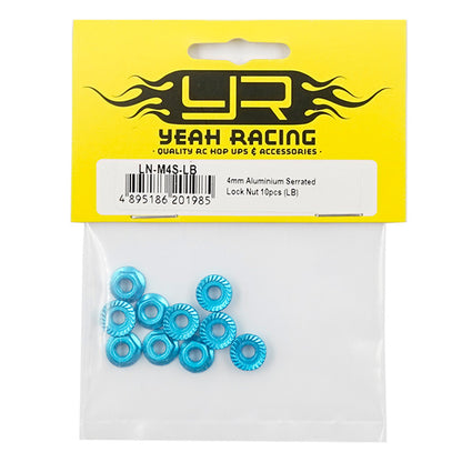 Yeah Racing - M4 1/10 WHEEL NUTS - Light Blue SERRATED ALUMINIUM (10PC) LN-M4S-LB