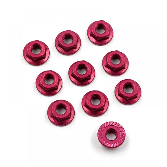 Yeah Racing - M4 1/10 WHEEL NUTS - RED SERRATED ALUMINIUM (10PC) LN-M4S-RD