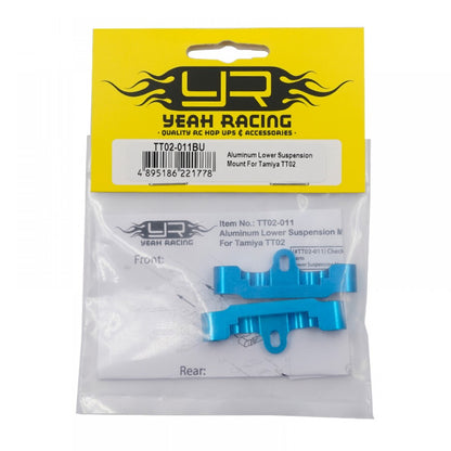 YEAH RACING - Aluminum Lower Suspension Mount For Tamiya TT02 - TT02-011BU