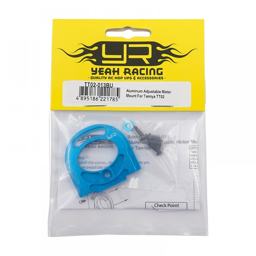 YEAH RACING - Aluminum Adjustable Motor Mount For Tamiya TT02 TT02S TT02B - TT02-013BU