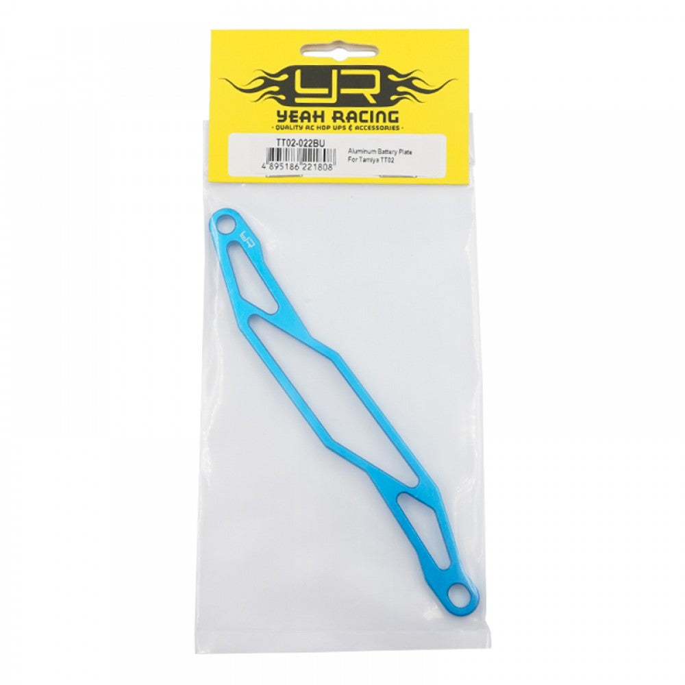YEAH RACING - Aluminum Battery Plate For Tamiya TT02 TT02B - TT02-022BU (FITS TT02, TT02B, TT02 SRX, TT02 SR, TT02 Type-S)