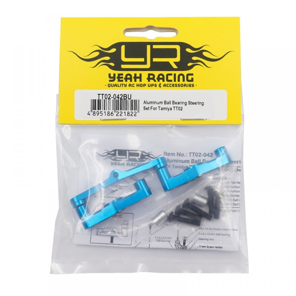 YEAH RACING - Aluminum Ball Bearing Steering Set For Tamiya TT02 TT02B - TT02-042BU