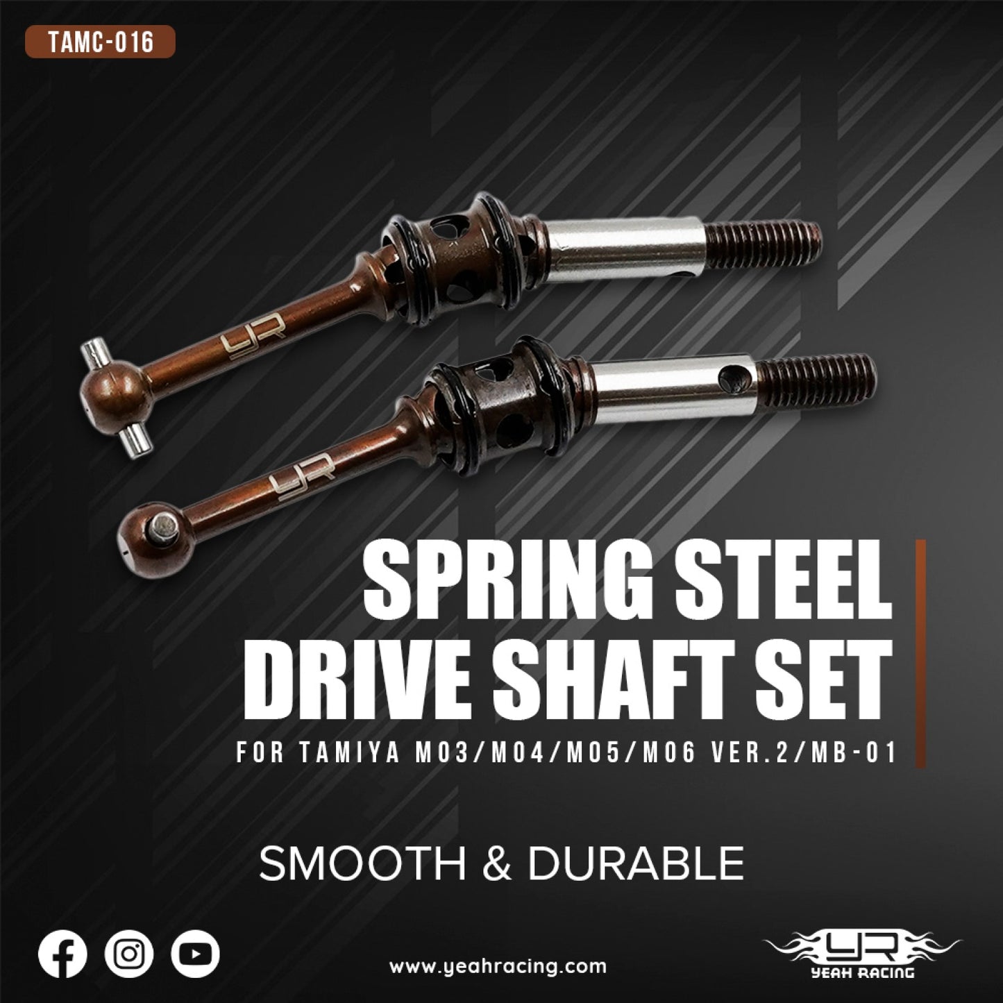 Yeah Racing - Spring Steel double cardan CV Drive joint shaft set for Tamiya M03/M04/M05/M06 Ver.2/MB01  -  TAMC-016