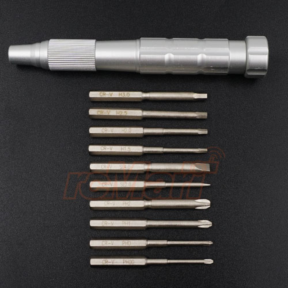 YEAH RACING - Aluminum Screwdriver set W/ Hex Philip Flat Screw Bits & Case - YT-0145