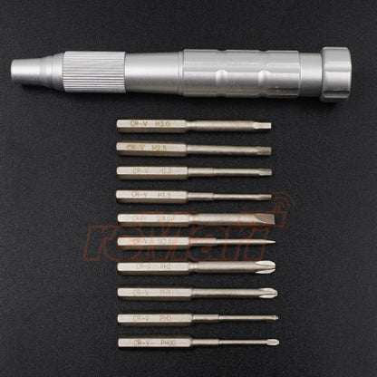 YEAH RACING - Aluminum Screwdriver set W/ Hex Philip Flat Screw Bits & Case - YT-0145