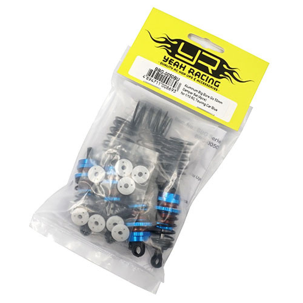 YEAH RACING - Alloy Big Bore 50mm Damper Shocks Set 4pcs BLUE (for TT01E Euro Truck & M-Chassis) BBG-0050BU