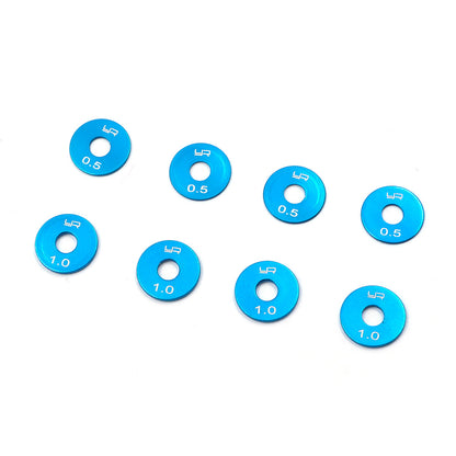 YEAH RACING - 1/10 RC CAR Aluminum Wheel Spacer 0.5MM & 1.0MM Set 8pcs - YA-0705BU