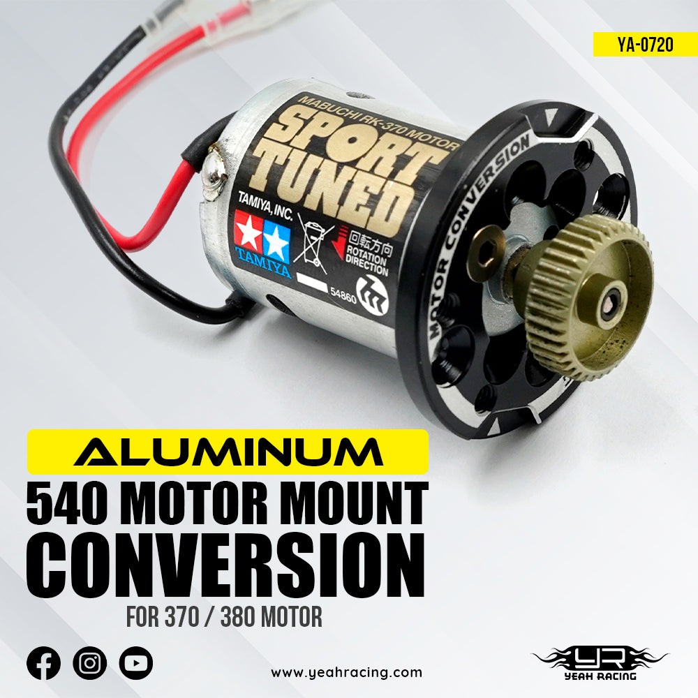 YEAH RACING - Aluminum 540 Motor Mount Conversion For 370 380 Motor - YA-0720BK