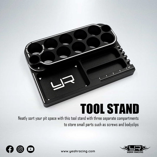 YEAH RACING - Aluminum RC Tool Wrench Driver Stand (L 12.5 X W 9 X H 1 (1.8) cm) - YT-0236BK