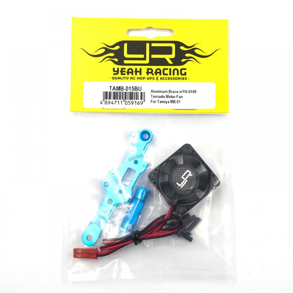 YEAH RACING - Aluminum Brace w/YA-0180 Tornado Motor Fan For Tamiya MB-01 BT-01 - TAMB-015BU