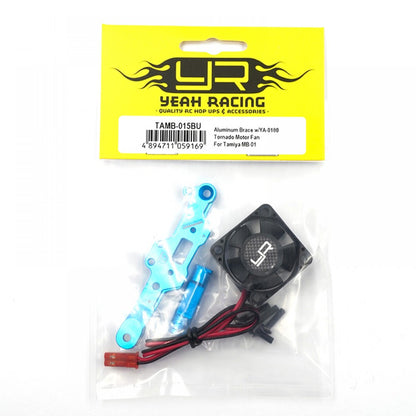 YEAH RACING - Aluminum Brace w/YA-0180 Tornado Motor Fan For Tamiya MB-01 BT-01 - TAMB-015BU