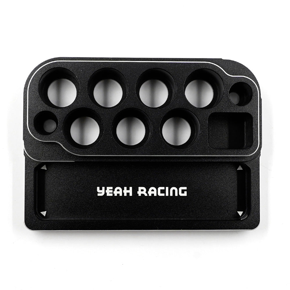 YEAH RACING - Aluminium Mini Tool Wrench Stand & Parts Tray (14.5mm Handle Hole x 7 pcs) (TOOLS NOT INCLUDED) YT-0253BK