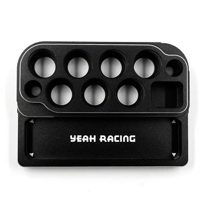(SALE) YEAH RACING - Aluminium Mini Tool Wrench Stand & Parts Tray (14.5mm Handle Hole x 7 pcs) (TOOLS NOT INCLUDED) YT-0253BK