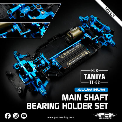 YEAH RACING - Aluminum Main Shaft Bearing Holder Set For Tamiya TT02 Series - TATT-074BU