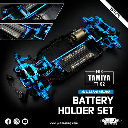 Yeah Racing - Aluminum Short Battery (shorty) Holder Set For Tamiya TT02 Series - TATT-075BU