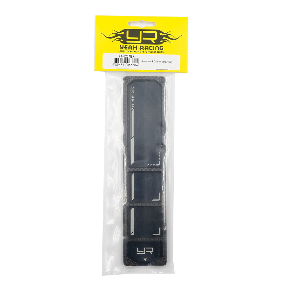 YEAH RACING - RC Aluminum & Carbon Screw Tray - L18cm x W4.2cm x H0.6cm - YT-0237BK
