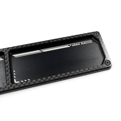 YEAH RACING - RC Aluminum & Carbon Screw Tray - L18cm x W4.2cm x H0.6cm - YT-0237BK