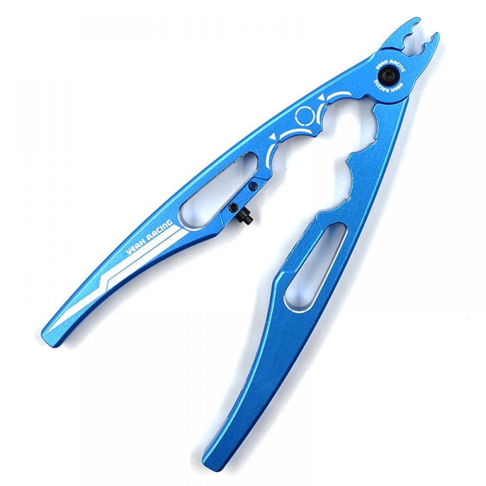 Yeah Racing - 1/10 - 1/8 RC SHOCK SHAFT, Tie Rod & Ball Joint PLIERS & Multi Tool (Blue) ALLOY - YT-0243BU