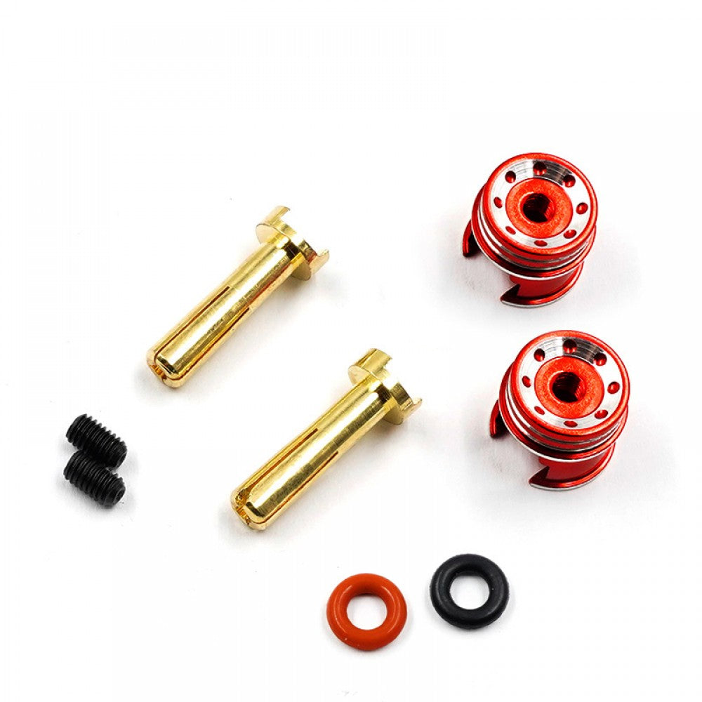 YEAH RACING - RC Easy Pull Heatsink 5mm Bullet Connectors RED (90degre Right Angle Plug) WPT-0160RD  (FITS UNDER EURO TRUCK BODY)
