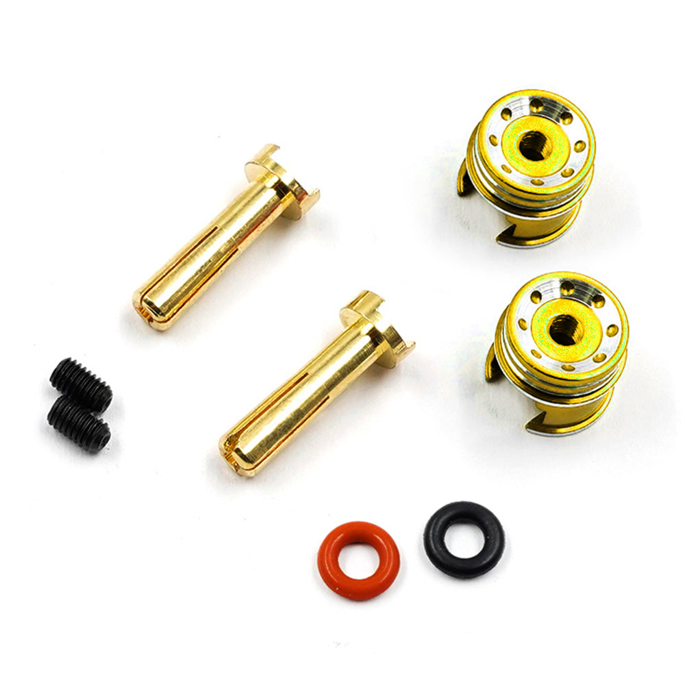 YEAH RACING - RC Easy Pull Heatsink 4mm Bullet Connectors GOLD (90degre Right Angle Plug) WPT-0159GD (FITS UNDER EURO TRUCK BODY)