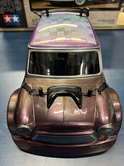 Tamiya (Ex-Display with hop-us) - MB01 Mini Cooper Wide Arch Airbrushed Built Kit - With Upgraded Motor, ESC & Servo (needs radio, battery and charger to complete) M-Chassis 1/10th