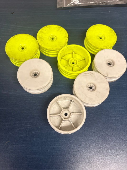 Used 8pcs Schumacher 20mm wide Skinny 1/10 Car Wheels for Mini pin’s polished floor