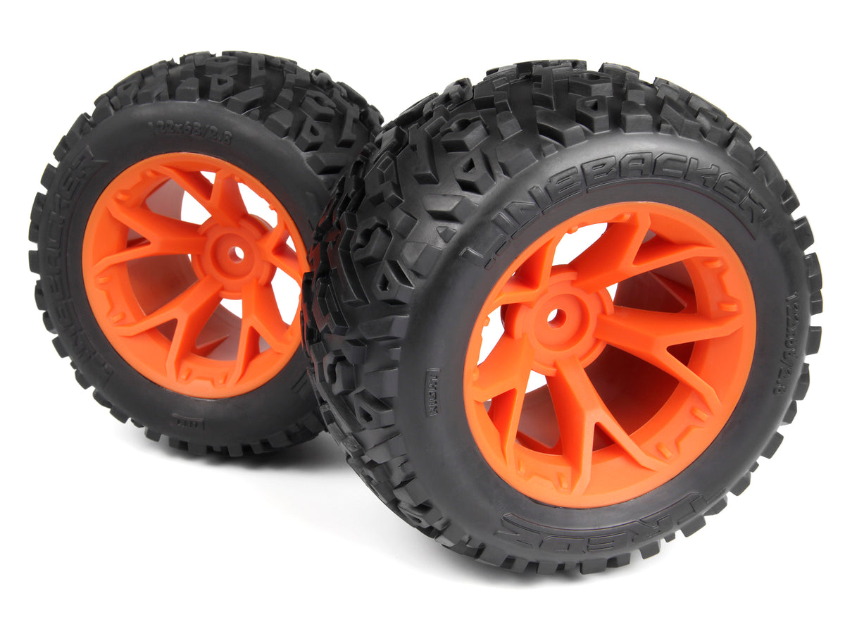 Maverick RC - Mounted Linebacker Tire on MT Wheel (Orange/2pcs) - MV150681