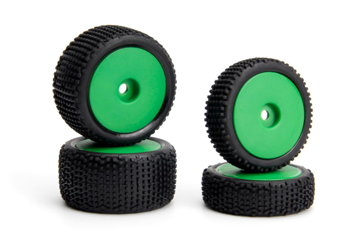 Maverick RC - Sideline Buggy Wheel/Tire Set (Green/Front/Rear) - MV150869