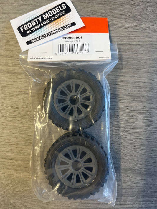 PD Racing TK16 & TR16 Spares - Wheel + Tyre  - 2pcs