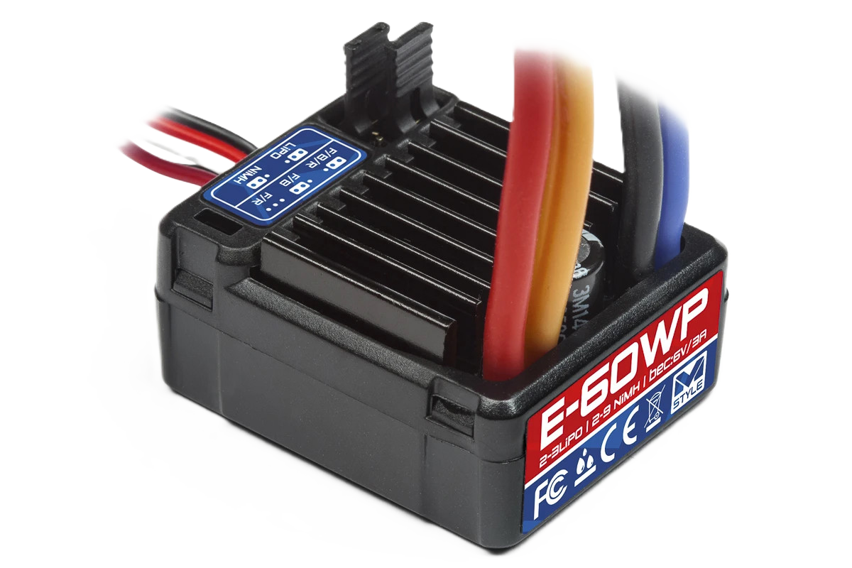 M-Style (Same as Hobbywing) 1060 60A - 1/10 RC BRUSHED ESC - (TAMIYA PLUG) E-60WP (TT01E Euro Truck Racing Stock Spec)