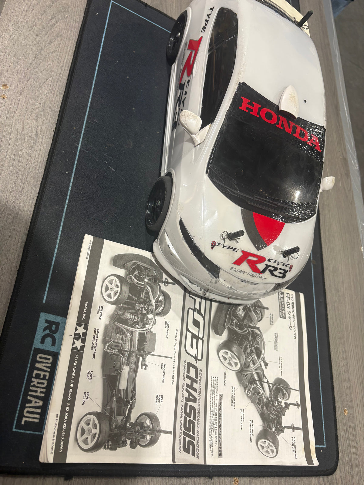 Rare - Tamiya FF03 Rolling Chassis, Body & Manual - With Core 21 motor
