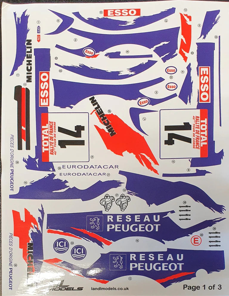 1/10 190mm Wide RC Touring Car Body Shell - Clear Lexan - Peugeot 306 Maxi Controlfreax Racing Livery (257mm Wheelbase / 190mm Wide) - everything in photo included)