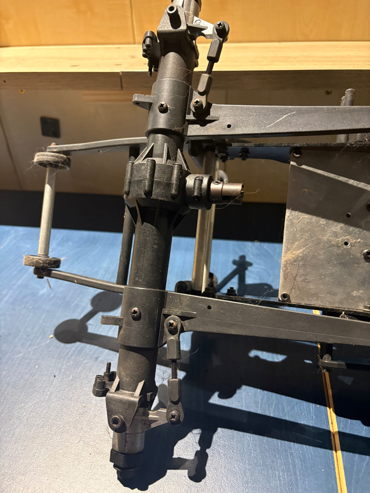 Used - Vintage 1/8 Kyosho Mad Force VE EP Twin 2S Lipo version - chassis kit rolling with shocks (incomplete - spares or repairs)