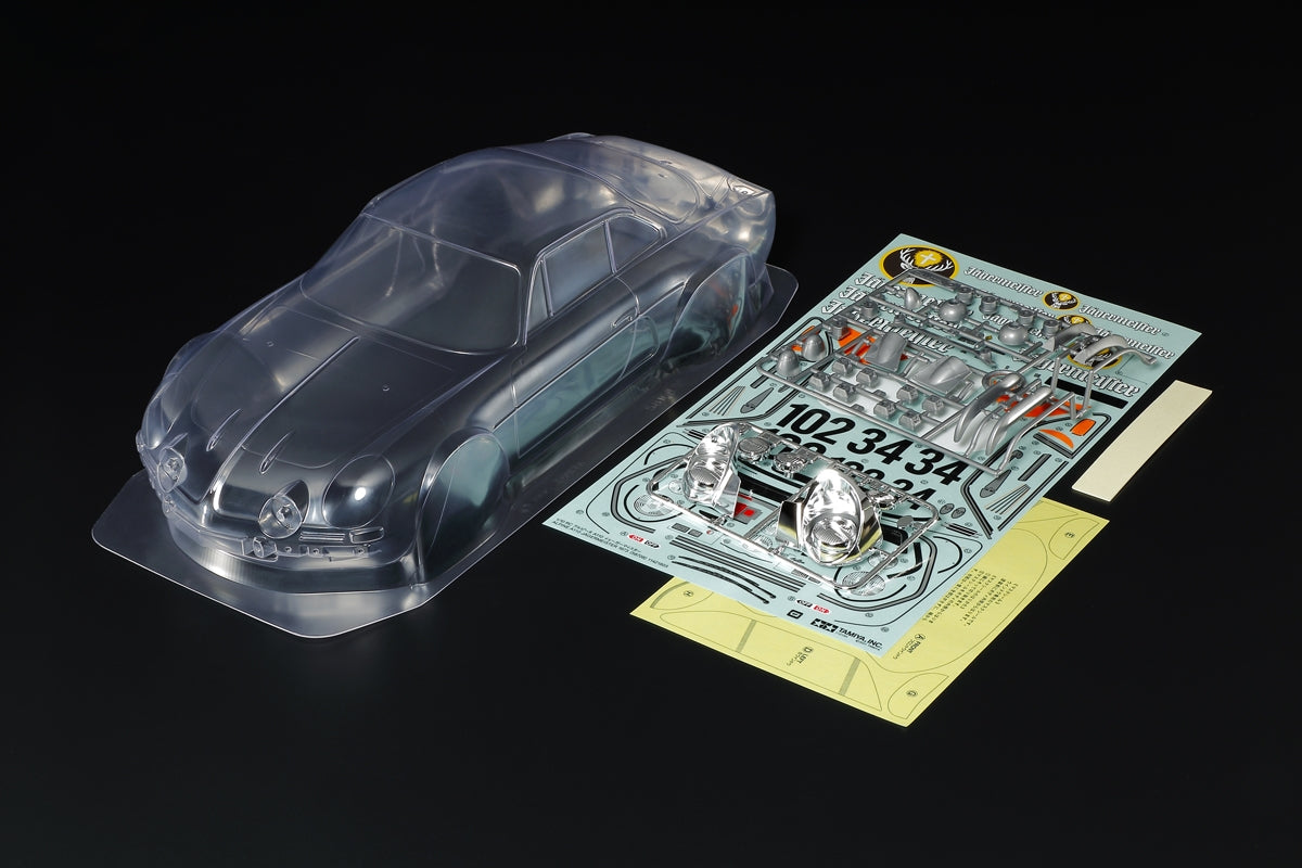 Tamiya 51690 - (210mm) Alpine A110 Jagermeister 1973 Body Set in Clear Lexan - For 1/10 M-Chassis MTC (W-165mm x Wheelbase-210mm) (Full sponsor stickers - lights, windows and grills + Body Parts)